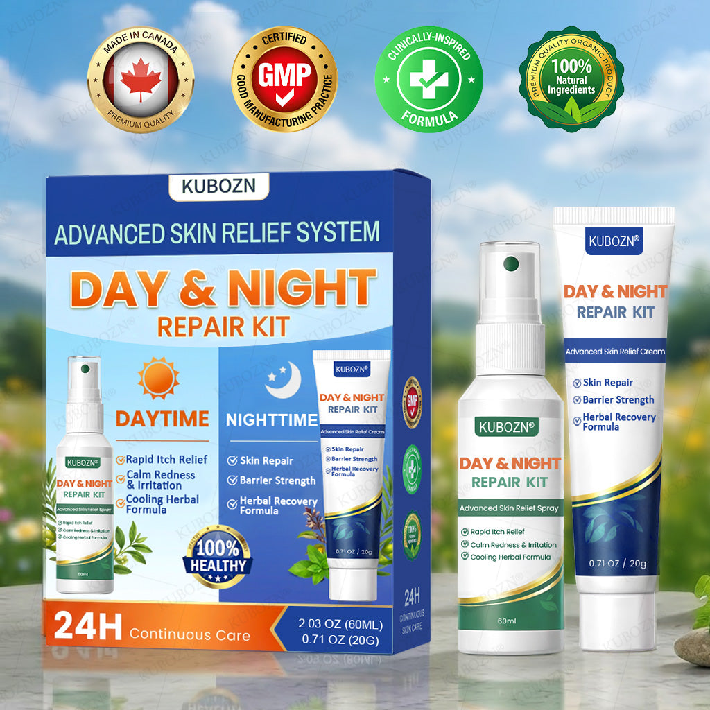 KUBOZN® Psoriasis Day & Night Repair System - 100% Steroid-Free Relief Duo for Plaques, Scaling & Itch