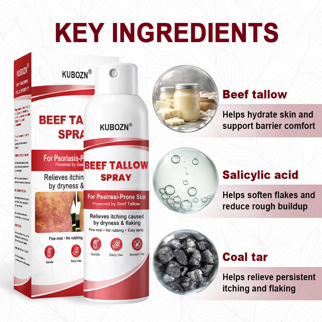 KUBOZN® Beef Tallow Spray for Itchy, Flaky Psoriasis Skin 1 (offer)