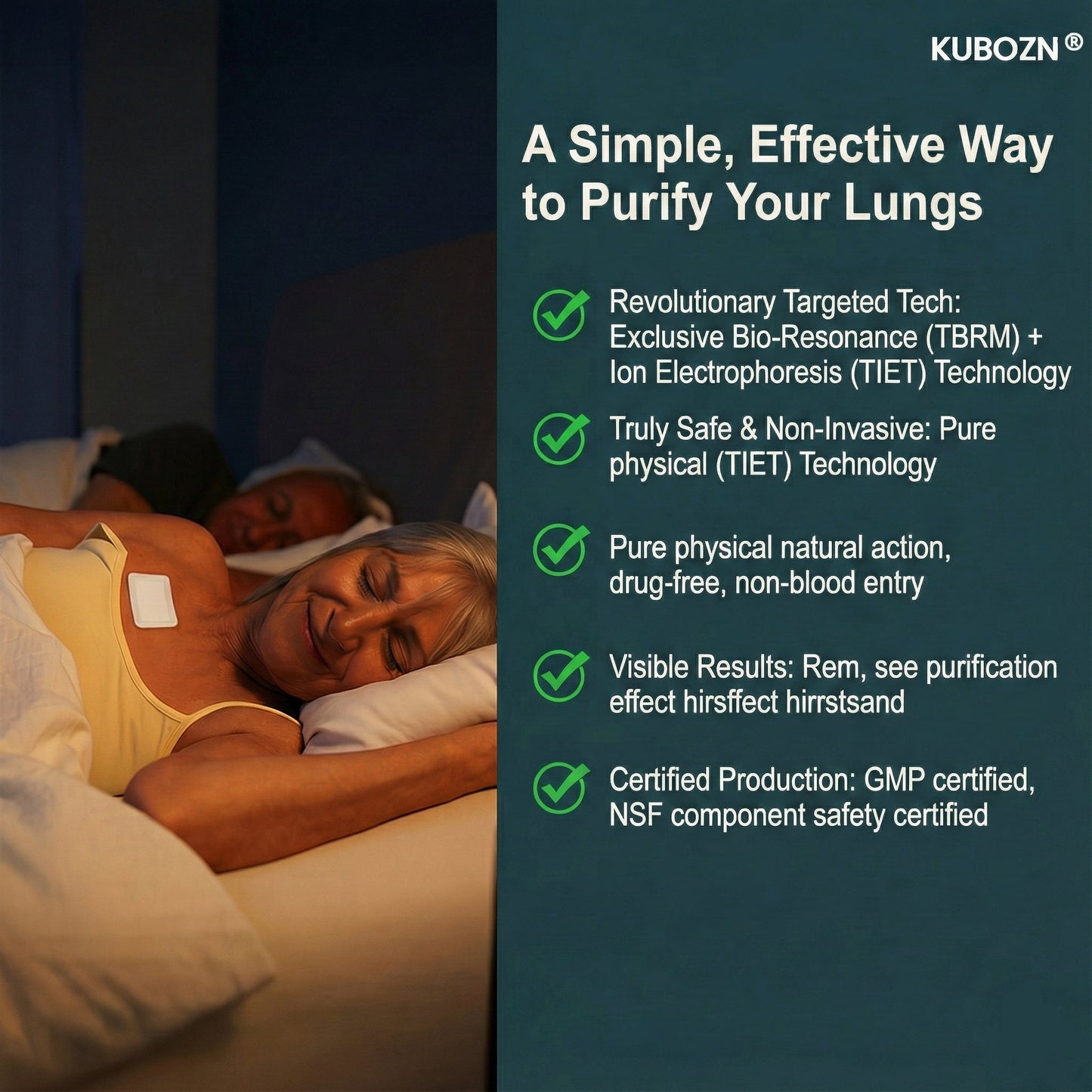 KUBOZN® Targeted Lung Cleansing Patch;End cough and chest tightness caused by smoking: Activate your lungs' self-cleaning mechanism and regain the freedom to breathe.